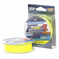 Шнур Flagman PE Hybrid F4 135m FluoYellow 0,14mm. 7,7кг/17lb