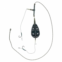 Готовый карповый монтаж с кормушкой In-line Flat method feeder MIDI 40г 2 крючка CarpHunter