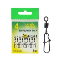 Вертлюжок с застежкой Fish Season Swivel with snap Nice №10, 12кг, (10шт)