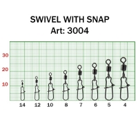 Вертлюжок с застежкой Fish Season Swivel with snap Nice №10, 12кг, (10шт)